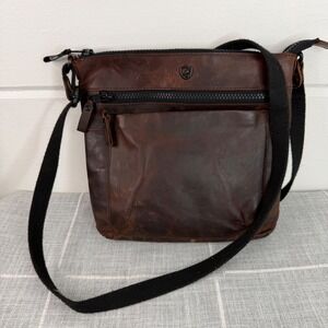 COCHOA Brown Leather Crossbody Purse Travel Bag Adjustable Strap